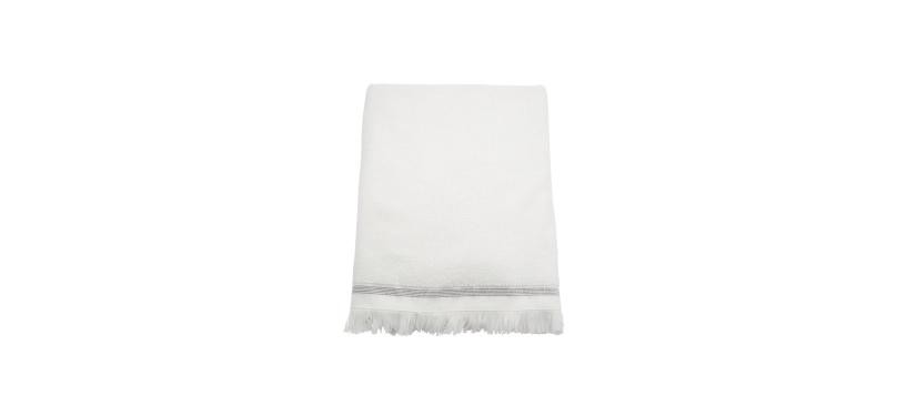 Meraki Håndklæde, 100x180 cm, Hvid med grå striber
