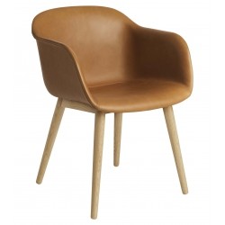 Muuto Fiber Arm Chair Wood Fuldpolstret · Remix 133 · Grå